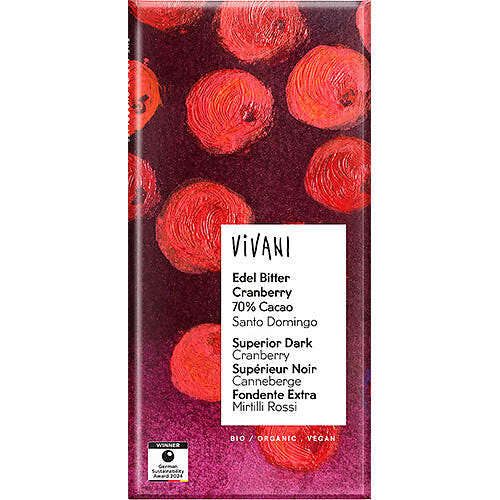 Vivani Mörk Choklad Tranbär 70% 100 g